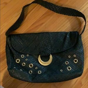 Elliott Lucca Black Leather Woven Purse